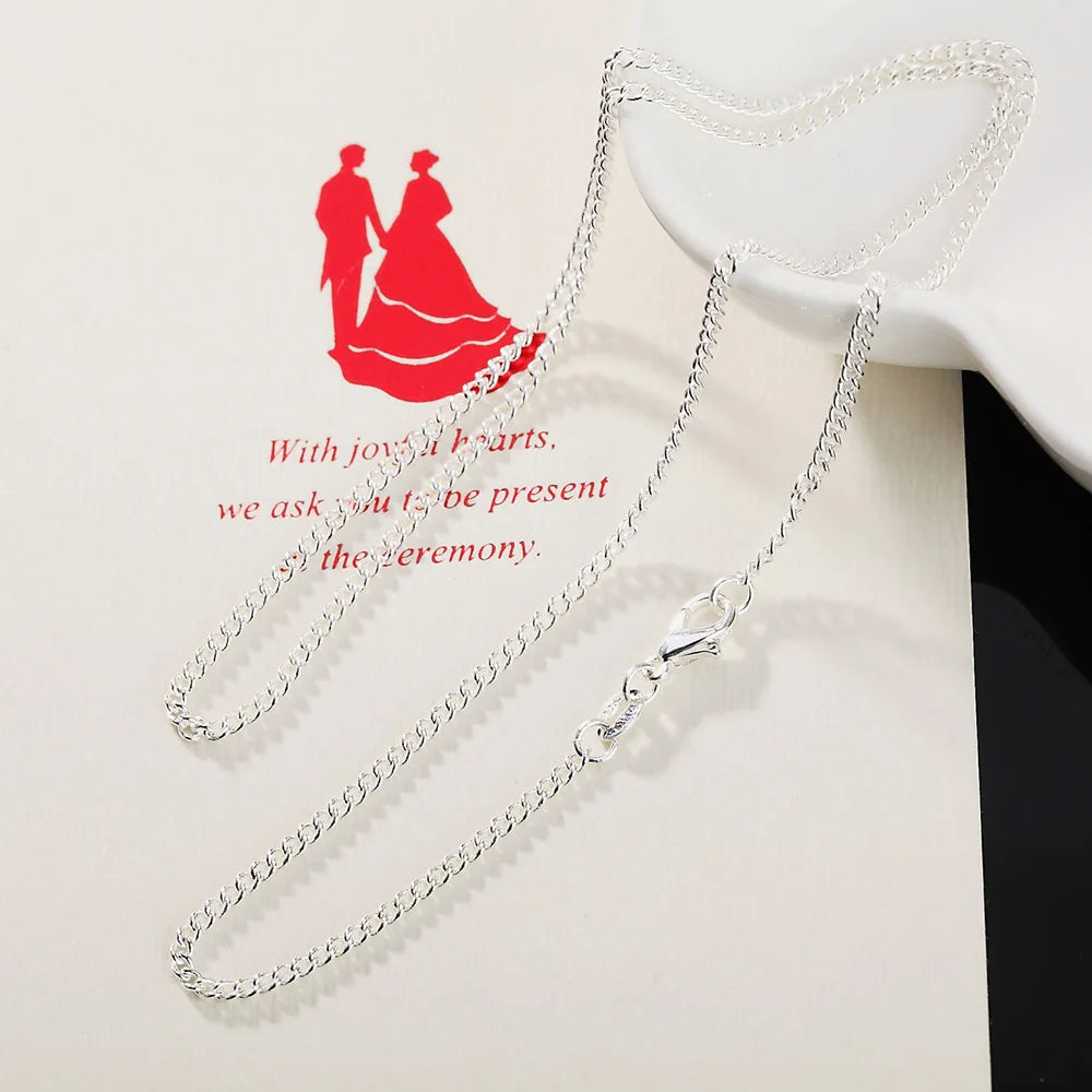 40-75cm wholesale 925 Sterling Silver Necklace 2MM String chain wedding for Women Men high quality Jewelrys Gifts