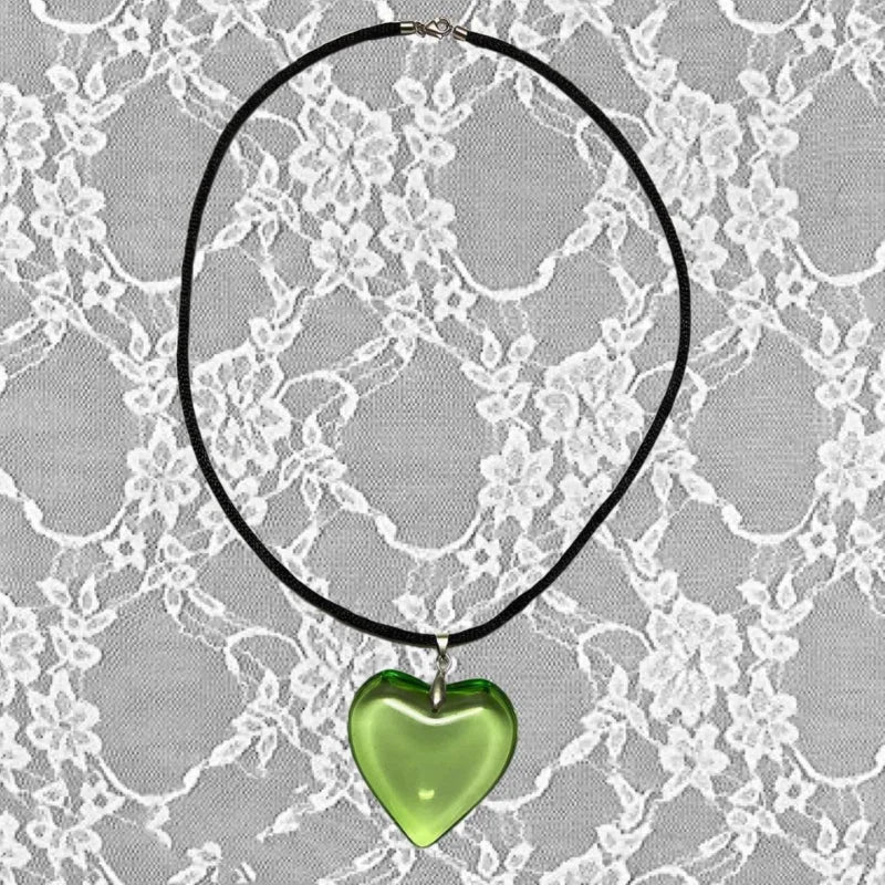 Y2k Red Heart Necklace for Women Fashion Vintage Big Hearts Pendants Necklaces Rope Chain Girls Gift Gothic Jewelry Accessories