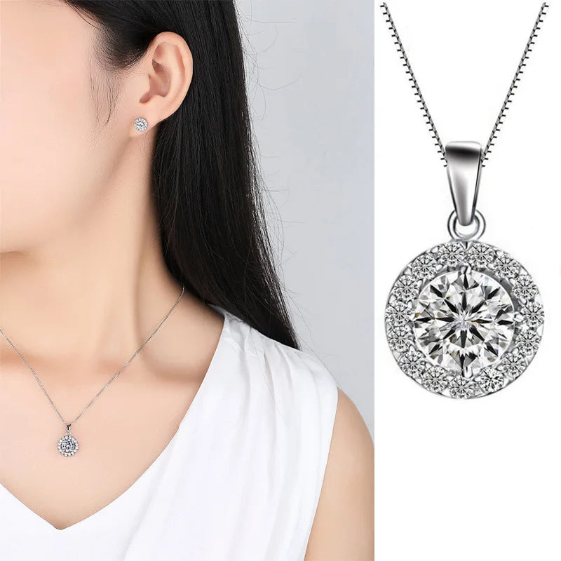 New 925 Sterling Silver Necklace Pendant AAA Zircon For Women Fashion Clavicle Chain Necklaces Wedding Party Jewelry Gift