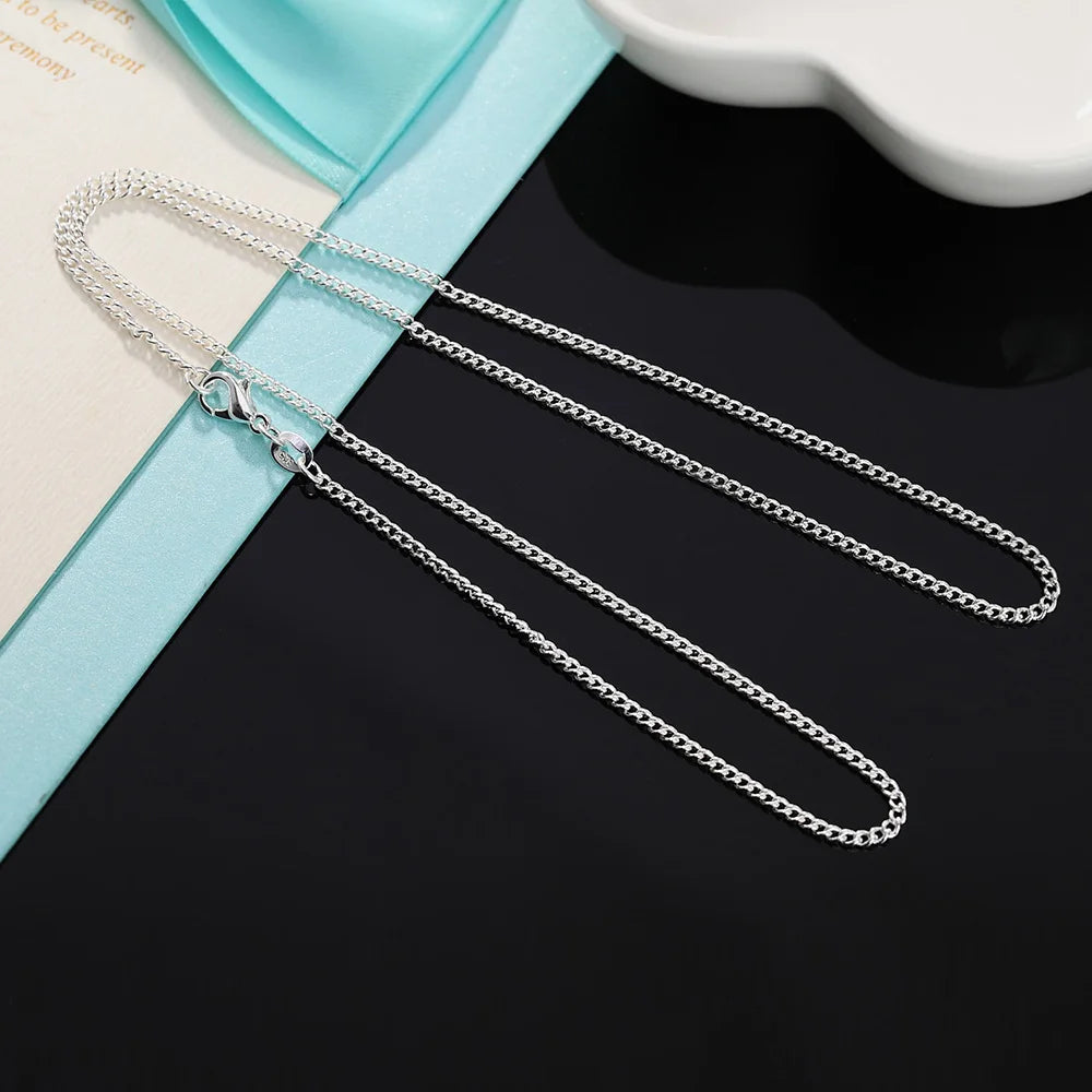 40-75cm wholesale 925 Sterling Silver Necklace 2MM String chain wedding for Women Men high quality Jewelrys Gifts