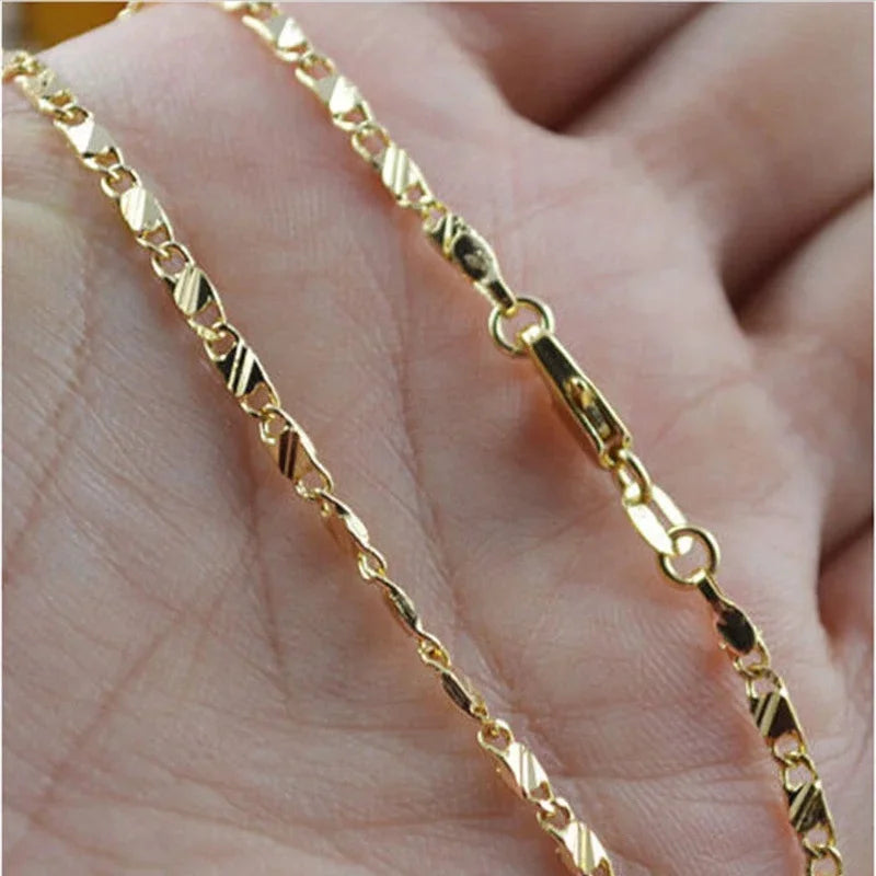 Exquisite Fashion 18K Gold Filled Necklace For Women Men Size 16-30 Inch Jewelry Chain Wholesale